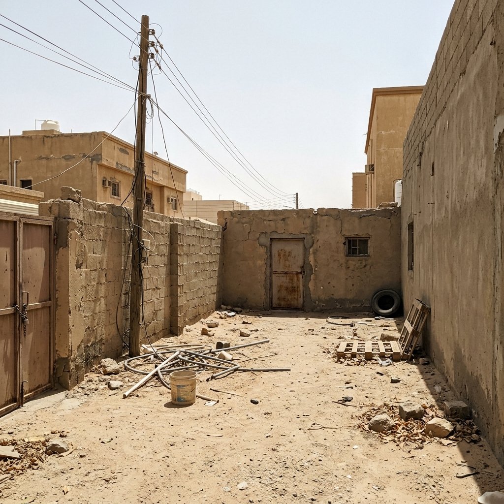 حوش منزل فارغ قبل التنسيق