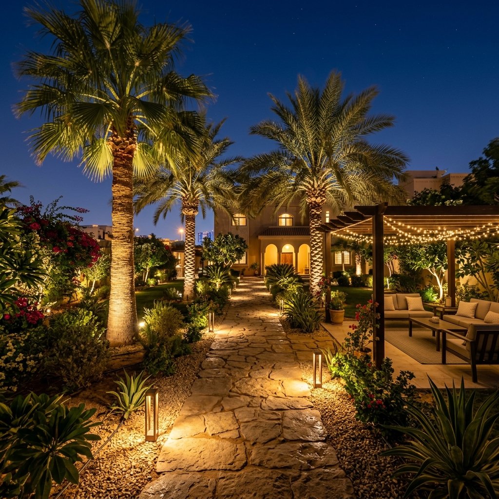 إضاءة حدائق وممرات بجازان